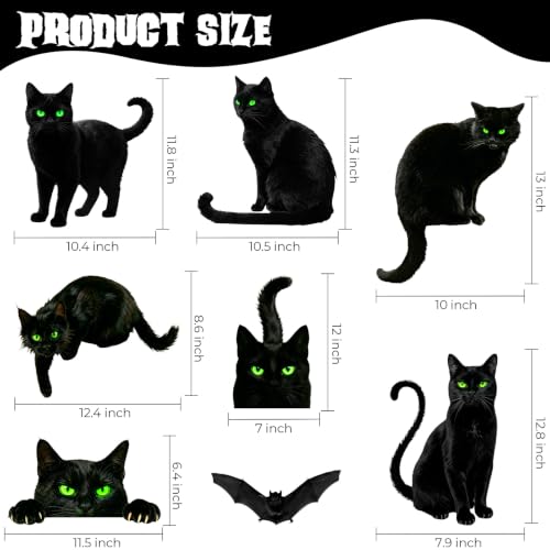 Halloween Window Clings Black Cat Stickers - Spooky Glass Decorations