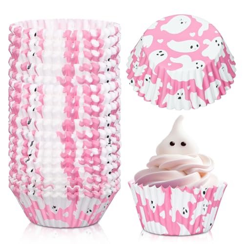 Halloween Cupcake Liners Ghost Pink White 300pcs - Themed Baking Cups & Wrappers