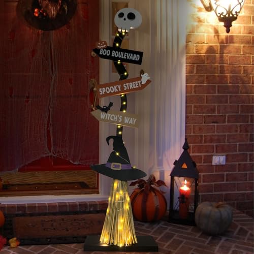 Lighted Halloween Witch Broom Decor for Indoor Outdoor Spooky Festivities