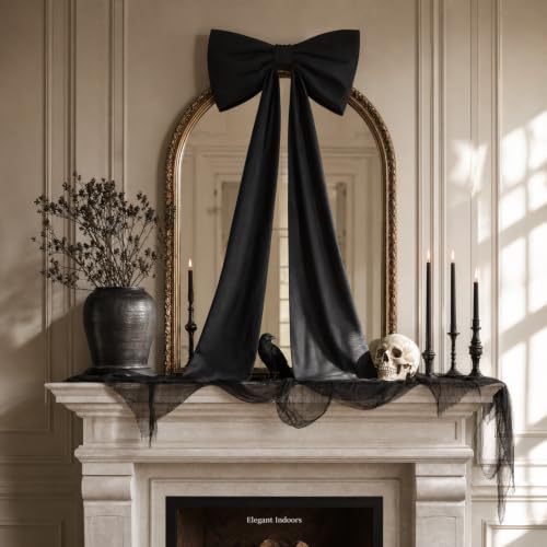 Oversized Black Bow for Halloween Decor - 48 Inch Door Hanging Decoration