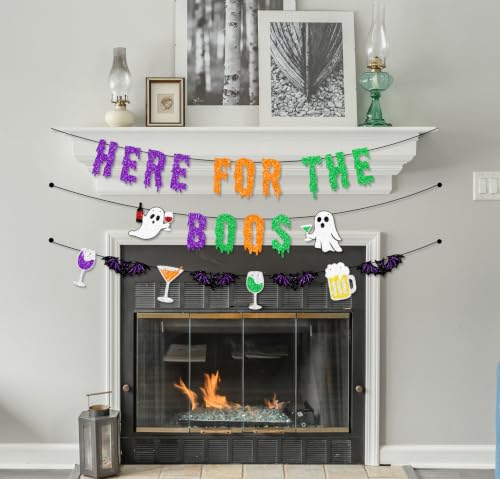Halloween Party Banner - Glittery Here for The Boos Decorations Set
