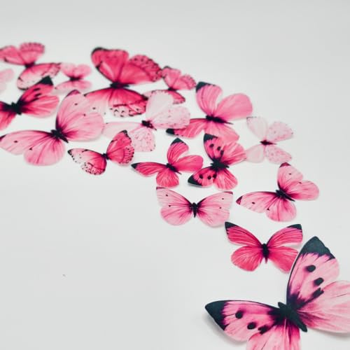 Red Edible Butterfly Cake Toppers Set - 38pcs Small & Large Wafer Paper Decorations for Wedding & Birthday Cakes