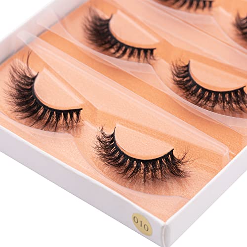 False Eyelashes Cat Eye Mink Lashes 5 Pairs - Fluffy, Curled, Reusable 6D