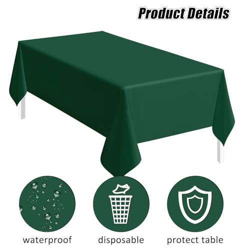 Green Disposable Rectangle Tablecloth 54 x 108 Inches - 2 Pack for Parties