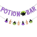 Halloween Potion Bar Banner with Potion Signs - Glitter Party Decor - Variation: Halloween Potion Bar