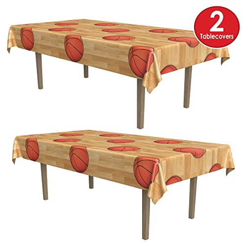 Basketball Table Covers Set of 2, 54 x 108 Inches - Sports Party Decor