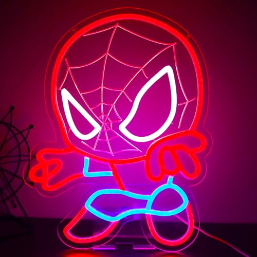 LED Spider Neon Sign for Wall Decor - Dimable Anime Light Up Display - Kids & Game Room Decoration - T-Spider Variation