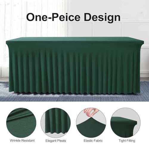 Hunter Green Spandex Table Skirt for 4FT Rectangle Tables - One-Piece