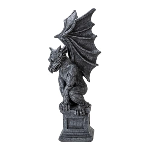 Gothic Gargoyle Statue - Medieval-Style Winged Creature Sculpture for Home & Garden Decor - 17.32 Inches
