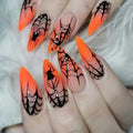 Halloween Cobweb Press-On Nails - Medium Length Almond Fake Nails Style 13, 24Pcs