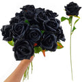 Artificial Black Rose Flowers - 13 Pack, 21 Inch Long Stem Silk Roses for Wedding, Halloween, Party & Home Decor