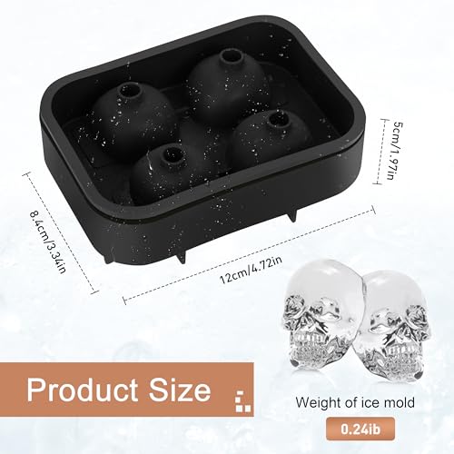 Black Skull-Shaped Silicone Ice Cube Tray for Whiskey & Cocktails - Eco Friendly
