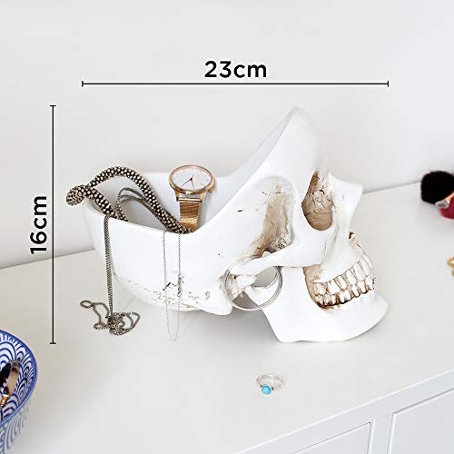 White Skull Desk Organizer & Jewelry Box - Gothic Trinket Dish & Key Holder