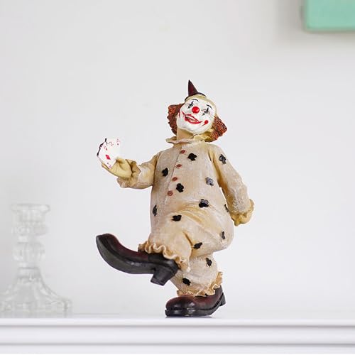 Small Circus Clown Resin Sculpture for Halloween Home Decor - 9 Inch