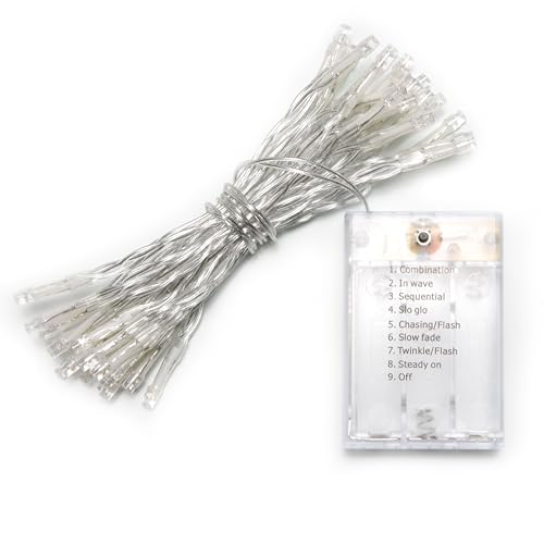 Green Battery Operated Christmas String Lights with 8 Flashing Modes 13 ft Indoor Outdoor