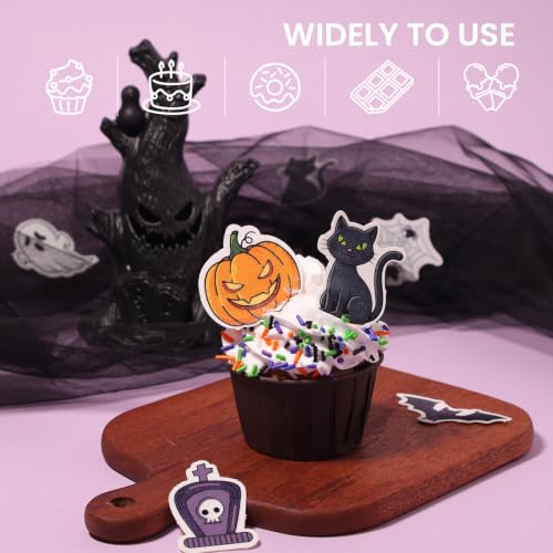 72PCS Edible Halloween Cupcake Toppers Wafer Paper Cake Decorations