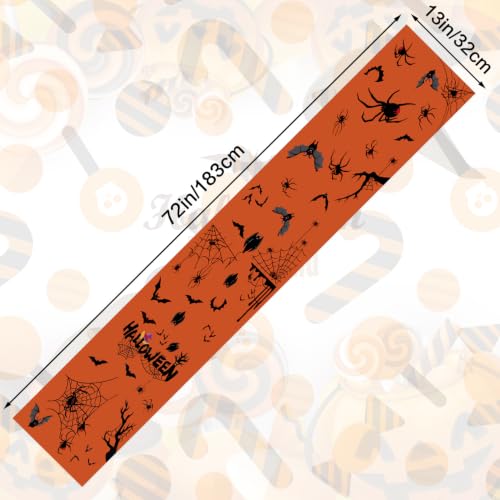 Halloween Table Runner 13x72 Inch Gothic Spiders Web Bats Decor