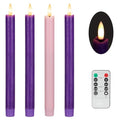 Flameless Taper Candles with Remote - Real Wax Advent Candles Set - Purple & Pink