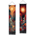 Skeleton Sun Vertical Tapestry Wall Hanging with Tassels - 13x51.1 Inch Long Wall Art for Bedroom, Living Room, Dorm - Variation: Skeleton Sun