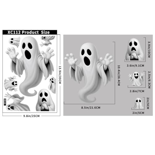 Halloween Window Clings - Funny Ghost Decorations for Party - 2 Sheets (Variation: Halloween06)