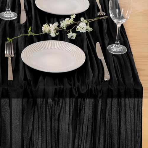 Black Halloween Fall Cheesecloth Table Runner 10 Ft 3-Pack - Gothic Decor