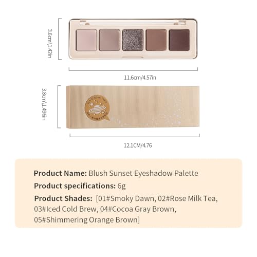 5 Color Eyeshadow Palette - Matte Shimmer Glitter Eye Makeup - B01