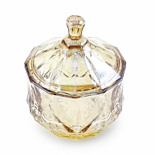 8oz Amber Glass Candy Jar with Lid - Small Decorative Storage Container