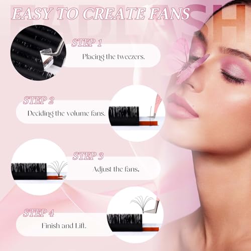 Brown Eyelash Extensions - Easy Fan Volume Lashes C Curl 8-14mm - Dark Brown