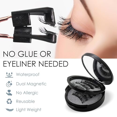 Reusable Magnetic Eyelashes Natural Look with Applicator & Comb - No Glue Needed
