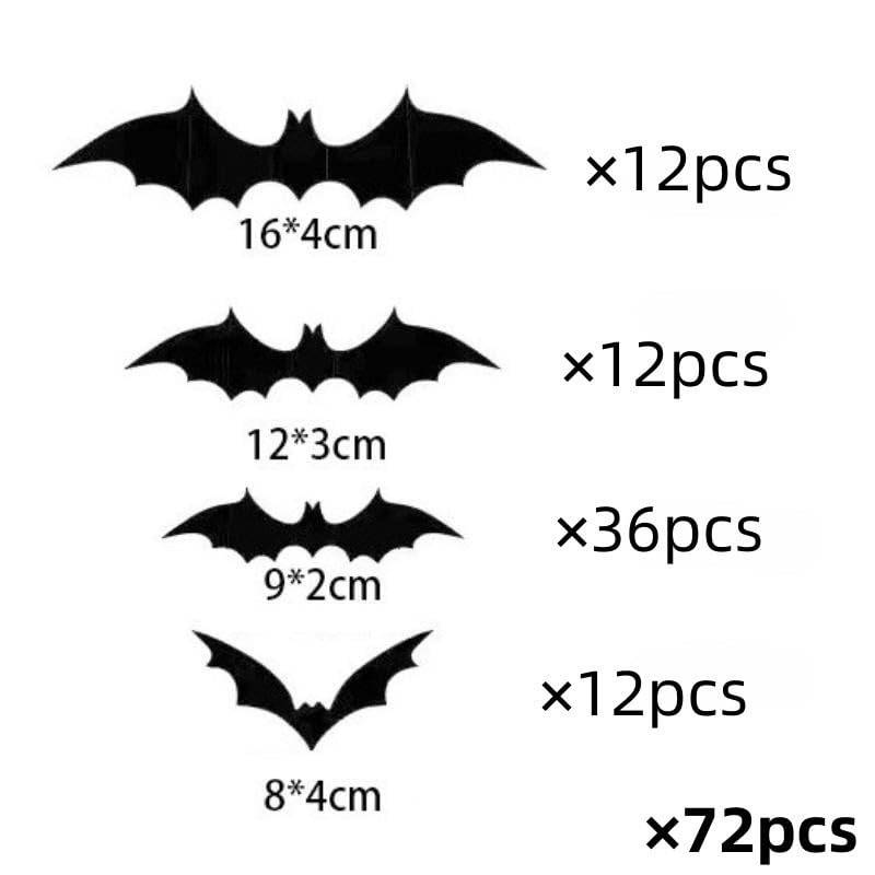 84pcs Halloween 3D Bat Wall Decorations - DIY Spooky Party Supplies