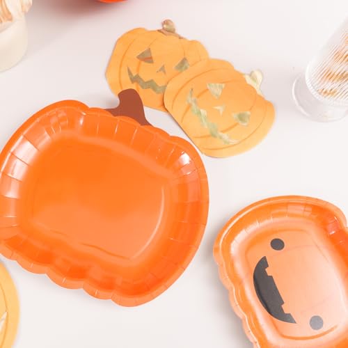 9-Inch Pumpkin Paper Plates - Fall Thanksgiving Party Tableware - Pack of 50