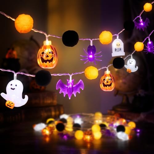 Halloween String Lights 10FT 20 LED Pumpkin & Ghost Party Decor - Variation of 1P String Lights