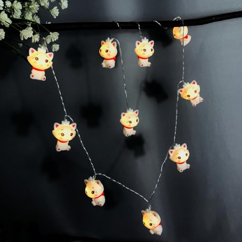 USB Cat String Lights 1.65m with Crown Cat Design - Fairy Lights for Kids Room & Parties