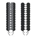 Kids & Adults Plush Headband with Polka Dots and Bow - Black with White Dots
