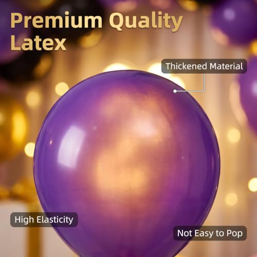 Purple and Black 80pcs 10-Inch Latex Balloons for Halloween Party Decorations