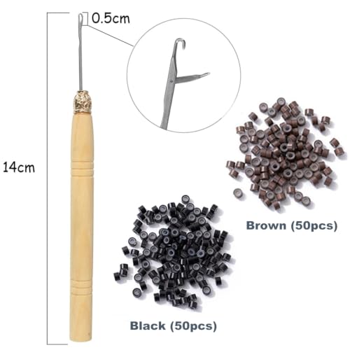 Rose Red Glitter Hair Tinsel Kit for Girls - 47 Inch Long Extensions with Tools