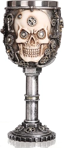 3D Skull Wine Goblet - Gothic Steampunk Stainless Steel Chalice for Halloween & Parties