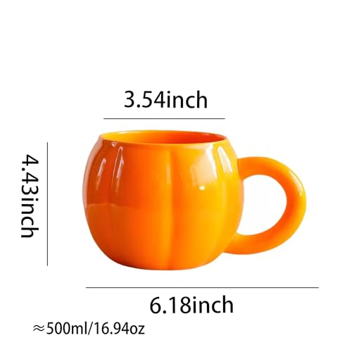 Premium Pumpkin Mug - Large 17oz Halloween & Fall Ceramic Coffee Cup - Gift for Tea & Hot Cocoa Lovers