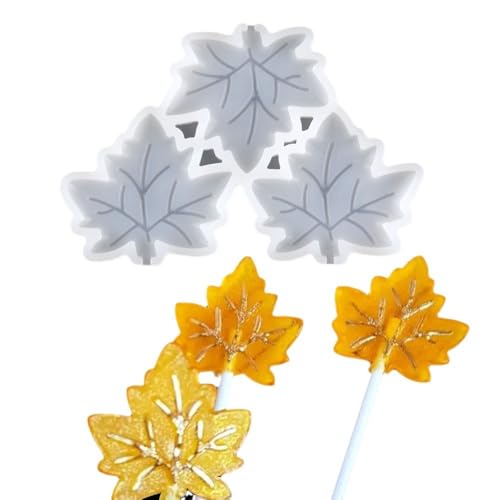 3D Maple Leaf Lollipop Mold Set - Silicone Candy & Cake Decoration Mold with 20 Sticks