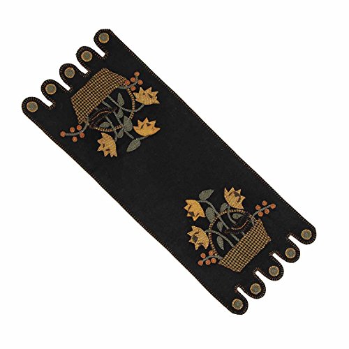 Crow in a Basket Table Runner - Fall Halloween Wool Decor 14x36