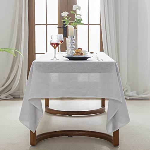 White Linen Rectangle Tablecloth 60x120 Inches for Dining & Events - Machine Washable