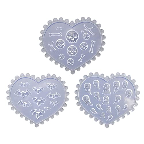 3Pcs Nail Art Silicone Molds for 3D Skull Ghost Bat Design DIY Manicure