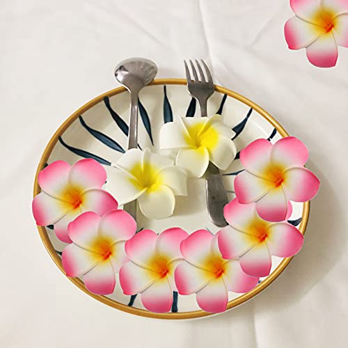Pink Foam Hawaiian Frangipani Artificial Flower Petals - 6cm, 100pcs for DIY Decor & Weddings