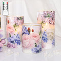 Hydrangea Rose Flameless Candles with Remote & Timer - Real Wax Glass Set of 3