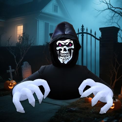 6ft Inflatable Grim Reaper Halloween Decoration Outdoor Yard Display with LED Lights