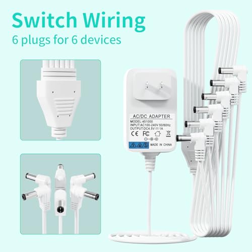 4.5V Power Adapter with 6 Output Heads for Lemax Christmas Village Decor