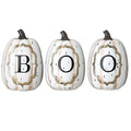Halloween White Pumpkin Boo Sign Decoration - 13 Inch Festive Holiday Decor