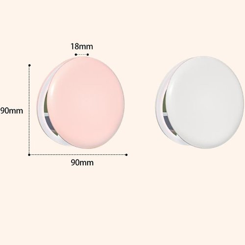 MONKEY SUN LED Mini Makeup Mirror, Compact Folding Travel Mirror with Touch Control, Round, White, 3.5 inch