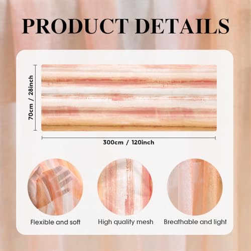 28 x 120 Inch Boho Orange Stripes Fall Thanksgiving Chiffon Table Runner - Seasonal Kitchen Decor