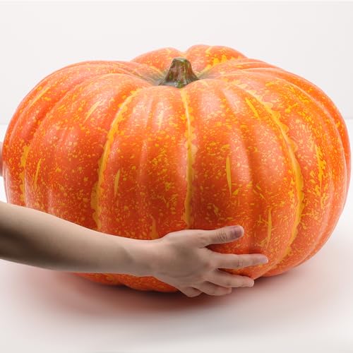 Gresorth 18.9 Inch Extra Large Fake Orange Pumpkin for Fall Decor - Variation C